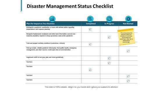 Disaster_Management_Status_Checklist_Ppt_PowerPoint_Presentation_Backgrounds_Slide_1.jpg
