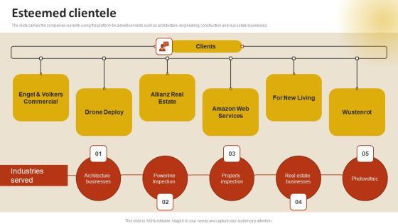 Drone Service Company Investor Funding Elevator Pitch Deck Esteemed Clientele Introduction PDF Drone Service Company Investor Funding Elevator Pitch Deck Esteemed Clientele Introduction PDF