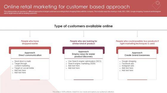 E_Commerce_Marketing_Techniques_To_Boost_Sales_Online_Retail_Marketing_For_Customer_Based_Approach_Topics_PDF_Slide_1.jpg