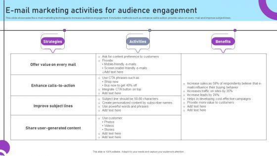 E Mail Marketing Activities For Audience Engagement Guidelines PDF E Mail Marketing Activities For Audience Engagement Guidelines PDF