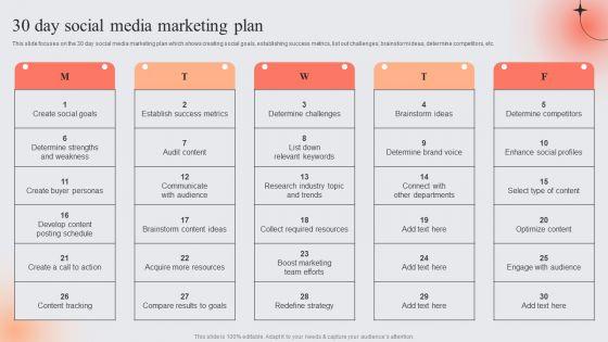 E_Marketing_Techniques_To_Boost_Sales_30_Day_Social_Media_Marketing_Plan_Brochure_PDF_Slide_1.jpg