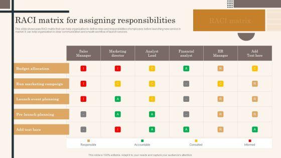 Edtech Service Launch And Promotion Plan RACI Matrix For Assigning Responsibilities Mockup PDF Edtech Service Launch And Promotion Plan RACI Matrix For Assigning Responsibilities Mockup PDF