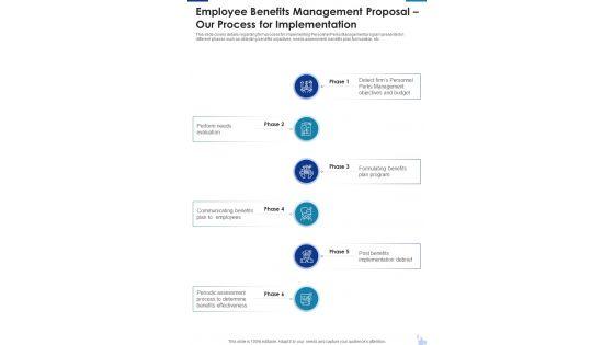 Employee_Benefits_Management_Proposal_Our_Process_For_Implementation_One_Pager_Sample_Example_Document_Slide_1.jpg