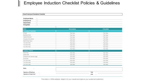 Employee Induction Checklist Policies And Guidelines Ppt PowerPoint Presentation Ideas Aids Employee Induction Checklist Policies And Guidelines Ppt PowerPoint Presentation Ideas Aids