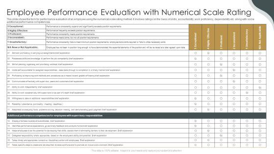 Employee Performance Evaluation With Numerical Scale Rating Ppt Inspiration Show PDF Employee Performance Evaluation With Numerical Scale Rating Ppt Inspiration Show PDF