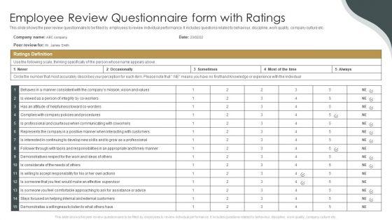 Employee_Review_Questionnaire_Form_With_Ratings_Ppt_Infographics_Model_PDF_Slide_1.jpg