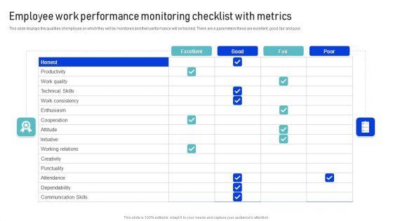 Employee_Work_Performance_Monitoring_Checklist_With_Metrics_Infographics_PDF_Slide_1.jpg
