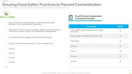 Ensuring Food Safety Practices To Prevent Contamination Uplift Food Production Company Quality Standards Introduction PDF Ensuring Food Safety Practices To Prevent Contamination Uplift Food Production Company Quality Standards Introduction PDF