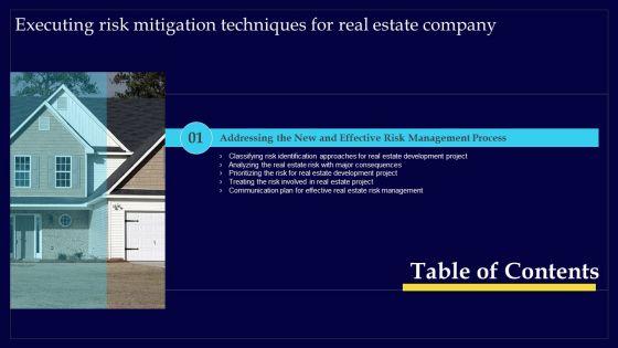 Executing_Risk_Mitigation_Techniques_For_Real_Estate_Company_Table_Of_Contents_Information_PDF_Slide_1.jpg