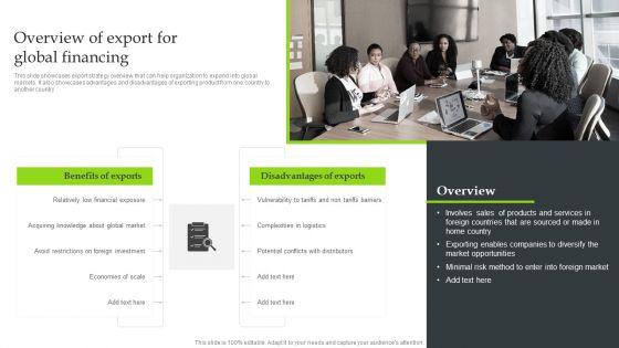 Expansion Strategic Plan Overview Of Export For Global Financing Summary PDF Expansion Strategic Plan Overview Of Export For Global Financing Summary PDF