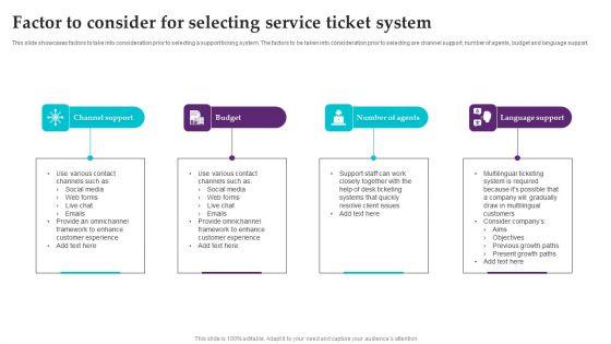 Factor To Consider For Selecting Service Ticket System Microsoft PDF Factor To Consider For Selecting Service Ticket System Microsoft PDF