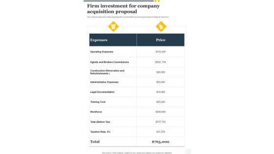 Firm_Investment_For_Company_Acquisition_Proposal_One_Pager_Sample_Example_Document_Slide_1.jpg