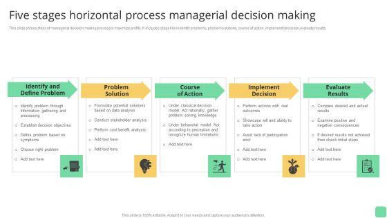 Five Stages Horizontal Process Managerial Decision Making Structure PDF Five Stages Horizontal Process Managerial Decision Making Structure PDF