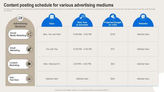 Formulating_Branding_Strategy_To_Enhance_Revenue_And_Sales_Content_Posting_Schedule_For_Various_Advertising_Summary_PDF_Slide_1.jpg