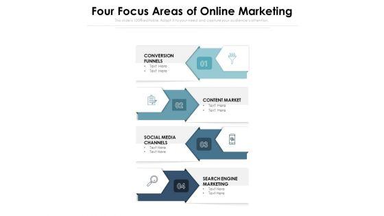 Four Focus Areas Of Online Marketing Ppt PowerPoint Presentation Infographics Designs PDF Four Focus Areas Of Online Marketing Ppt PowerPoint Presentation Infographics Designs PDF