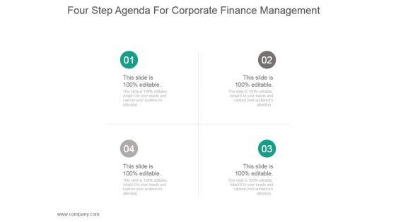Four Step Agenda For Corporate Finance Management Ppt Sample Four Step Agenda For Corporate Finance Management Ppt Sample