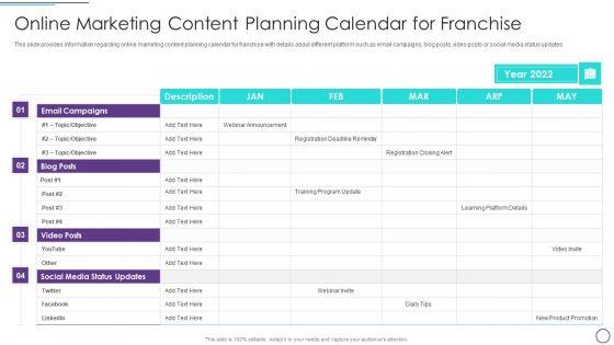 Franchise_Marketing_Plan_Playbook_Online_Marketing_Content_Planning_Calendar_For_Franchise_Elements_PDF_Slide_1.jpg