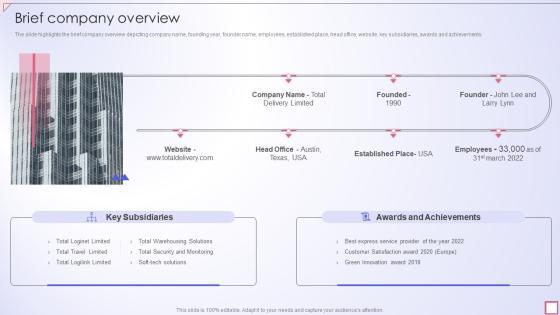 Freight Shipping Company Profile Brief Company Overview Diagrams PDF Freight Shipping Company Profile Brief Company Overview Diagrams PDF