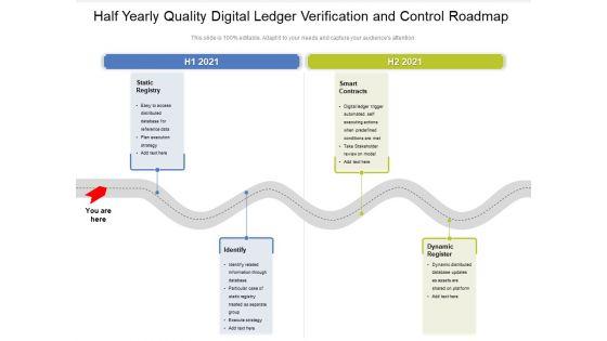 Half Yearly Quality Digital Ledger Verification And Control Roadmap Infographics Half Yearly Quality Digital Ledger Verification And Control Roadmap Infographics