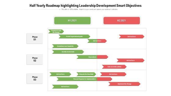 Half Yearly Roadmap Highlighting Leadership Development Smart Objectives Diagrams Half Yearly Roadmap Highlighting Leadership Development Smart Objectives Diagrams