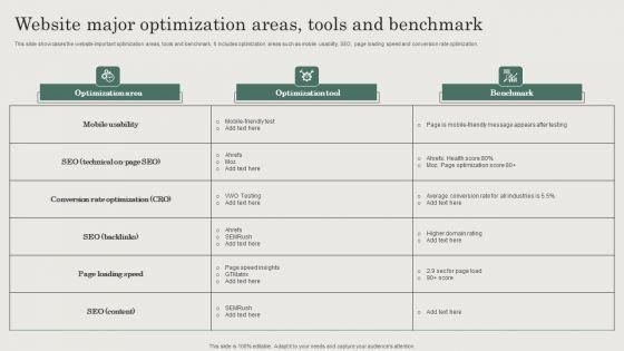 Hospitality_And_Travel_Advertising_Techniques_Website_Major_Optimization_Areas_Tools_And_Benchmark_Sample_PDF_Slide_1.jpg
