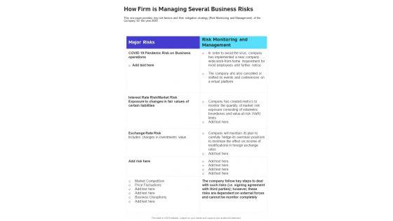 How_Firm_Is_Managing_Several_Business_Risks_One_Pager_Documents_Slide_1.jpg