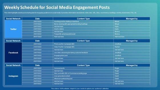 Improving_Digital_Community_Engagement_Strategy_Weekly_Schedule_For_Social_Media_Engagement_Posts_Structure_PDF_Slide_1.jpg