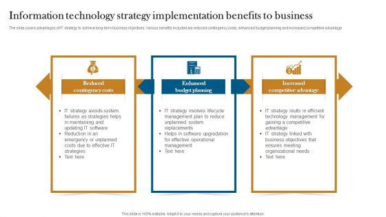 Information Technology Strategy Implementation Benefits To Business Brochure PDF Information Technology Strategy Implementation Benefits To Business Brochure PDF