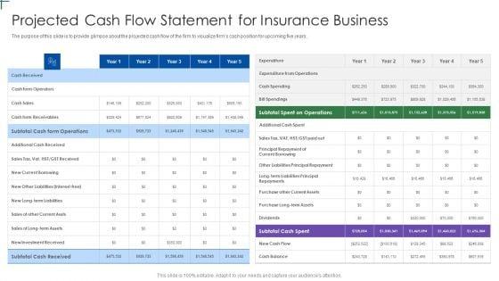 Insurance_Company_Business_Plan_Projected_Cash_Flow_Statement_For_Insurance_Business_Professional_PDF_Slide_1.jpg