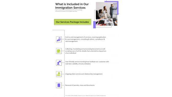 International_Immigration_Service_Proposal_What_Is_Included_In_Our_Immigration_Services_One_Pager_Sample_Example_Document_Slide_1.jpg