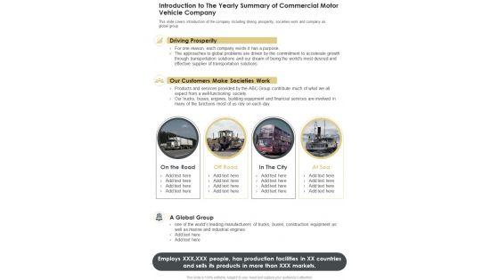 Introduction_To_The_Yearly_Summary_Of_Commercial_Motor_Vehicle_Company_One_Pager_Documents_Slide_1.jpg
