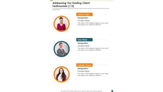 Investment_For_Real_Estate_Development_Addressing_Our_Existing_Client_Testimonials_One_Pager_Sample_Example_Document_Slide_1.jpg