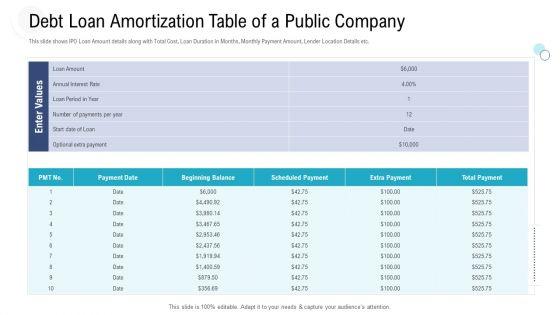 Investor_Pitch_Deck_Procure_Federal_Debt_From_Banks_Debt_Loan_Amortization_Table_Of_A_Public_Company_Structure_PDF_Slide_1.jpg