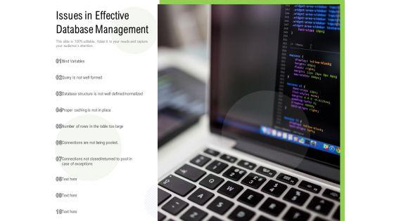 Issues In Effective Database Management Ppt PowerPoint Presentation Gallery Example Introduction PDF Issues In Effective Database Management Ppt PowerPoint Presentation Gallery Example Introduction PDF