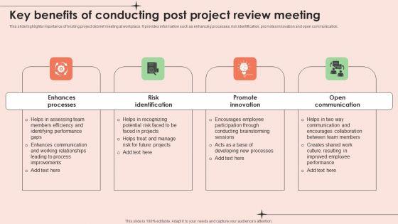 Key Benefits Of Conducting Post Project Review Meeting Summary PDF Key Benefits Of Conducting Post Project Review Meeting Summary PDF