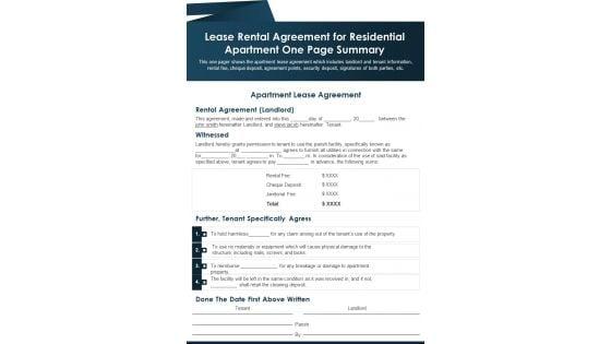 Lease_Rental_Agreement_For_Residential_Apartment_One_Page_Summary_PDF_Document_PPT_Template_Slide_1.jpg