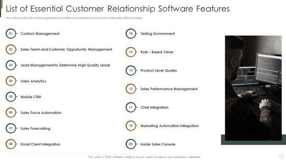 List_Of_Essential_Customer_Relationship_Software_Features_Strategies_To_Improve_Customer_Topics_PDF_Slide_1.jpg