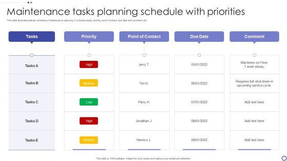 Maintenance_Tasks_Planning_Schedule_With_Priorities_Ppt_PowerPoint_Presentation_Pictures_Background_Image_PDF_Slide_1.jpg