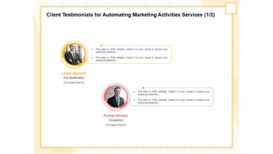 Marketing Automation Client Testimonials For Automating Marketing Activities Services Guidelines PDF Marketing Automation Client Testimonials For Automating Marketing Activities Services Guidelines PDF