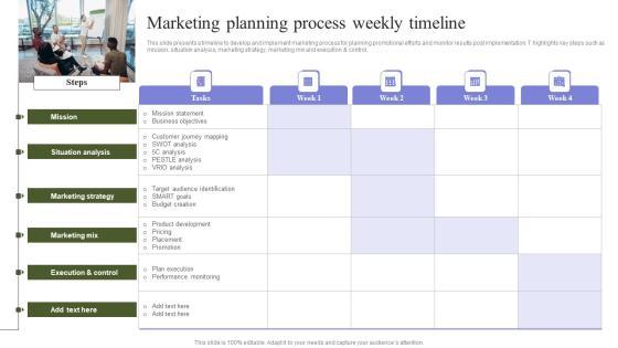 Marketing Mix Strategy Handbook Marketing Planning Process Weekly Timeline Template PDF Marketing Mix Strategy Handbook Marketing Planning Process Weekly Timeline Template PDF