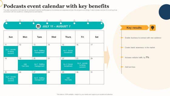 Marketing_Strategy_For_A_Recruitment_Company_Podcasts_Event_Calendar_With_Key_Benefits_Summary_PDF_Slide_1.jpg