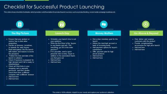 Marketing Strategy New Product Introduction Checklist For Successful Product Launching Background PDF Marketing Strategy New Product Introduction Checklist For Successful Product Launching Background PDF