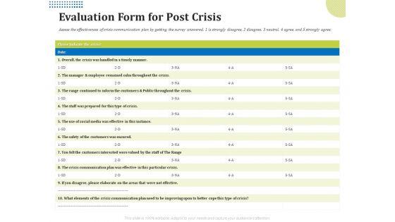 Means_Of_Communication_During_Disaster_Management_Evaluation_Form_For_Post_Crisis_Ppt_Infographics_Themes_PDF_Slide_1.jpg