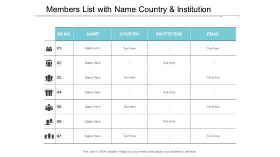 Members List With Name Country And Institution Ppt Powerpoint Presentation Layouts Maker Members List With Name Country And Institution Ppt Powerpoint Presentation Layouts Maker