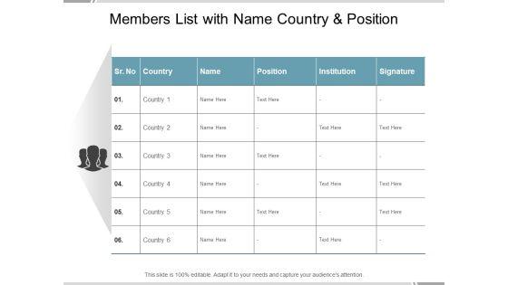 Members List With Name Country And Position Ppt Powerpoint Presentation Slides Images Members List With Name Country And Position Ppt Powerpoint Presentation Slides Images
