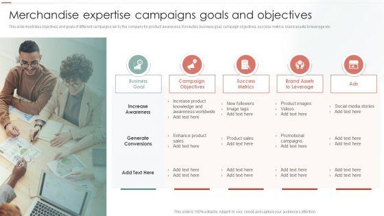 Merchandise_Expertise_Campaigns_Goals_And_Objectives_Ppt_Icon_Infographics_PDF_Slide_1.jpg