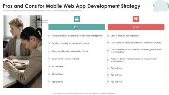 Mobile Application Development Pros And Cons For Mobile Web App Development Strategy Background PDF Mobile Application Development Pros And Cons For Mobile Web App Development Strategy Background PDF