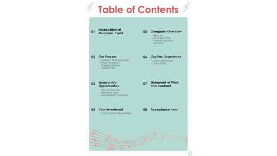 Musicians_Function_Proposal_Table_Of_Contents_One_Pager_Sample_Example_Document_Slide_1.jpg