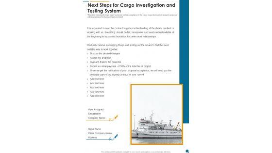 Next_Steps_For_Cargo_Investigation_And_Testing_System_One_Pager_Sample_Example_Document_Slide_1.jpg