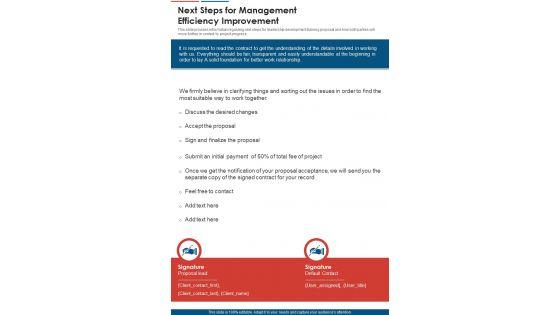 Next_Steps_For_Management_Efficiency_Improvement_One_Pager_Sample_Example_Document_Slide_1.jpg